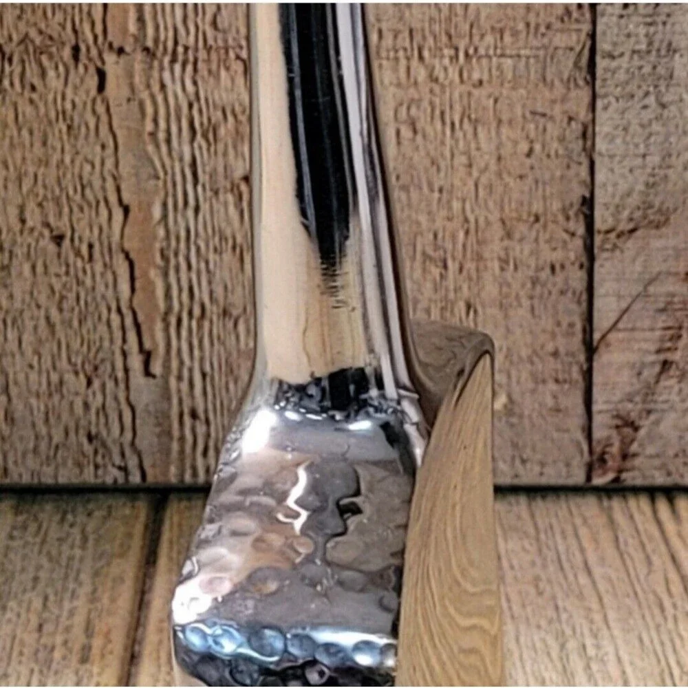 Chromed Metal Flower vase or Art, with hammered accents.